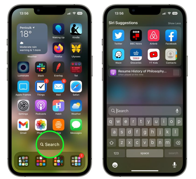 北海苹果手机维修分享升级到 iOS 16 后，如何删除主屏幕上的搜索按钮 